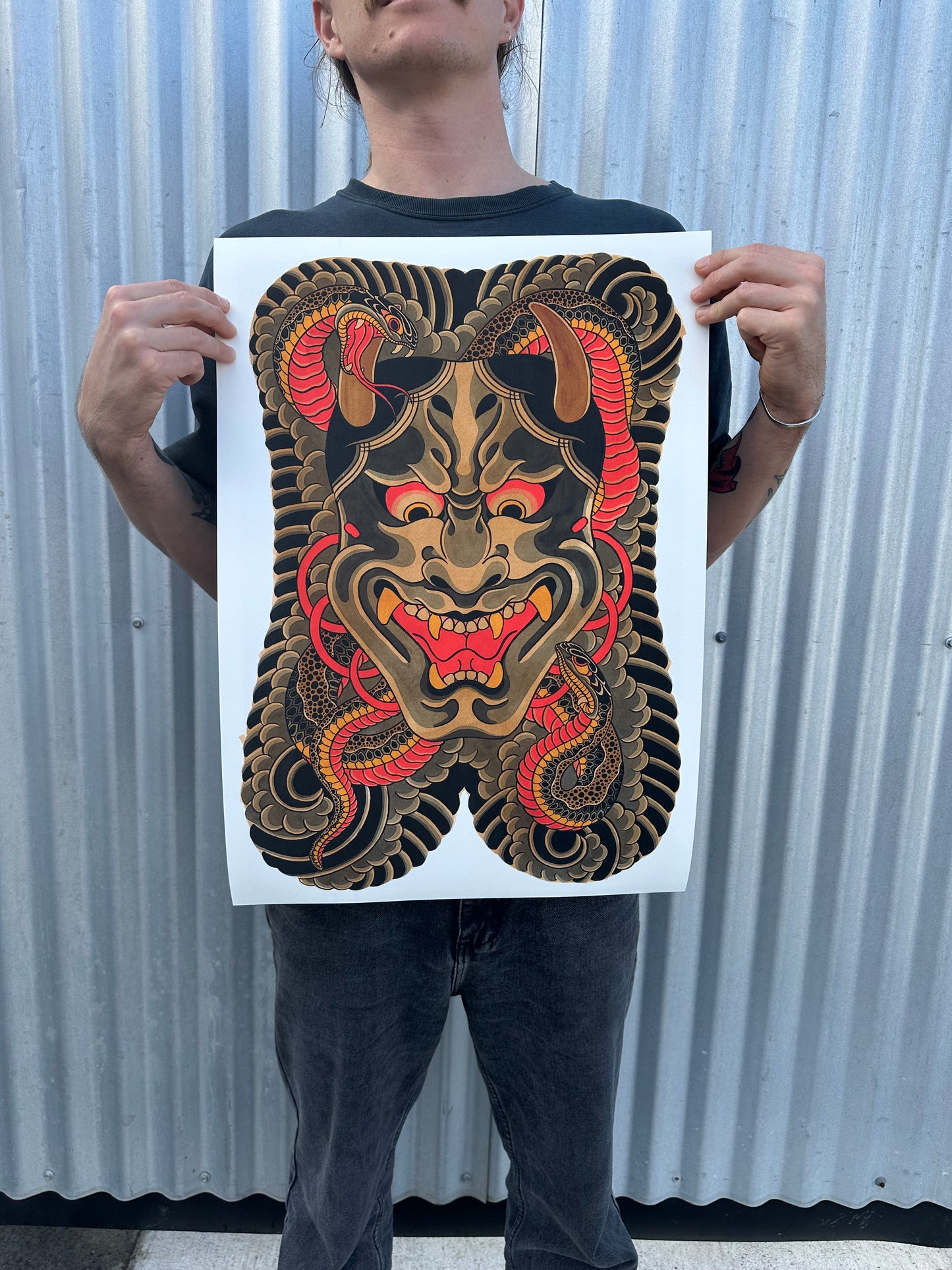 Hannya and snake Japanese backpiece