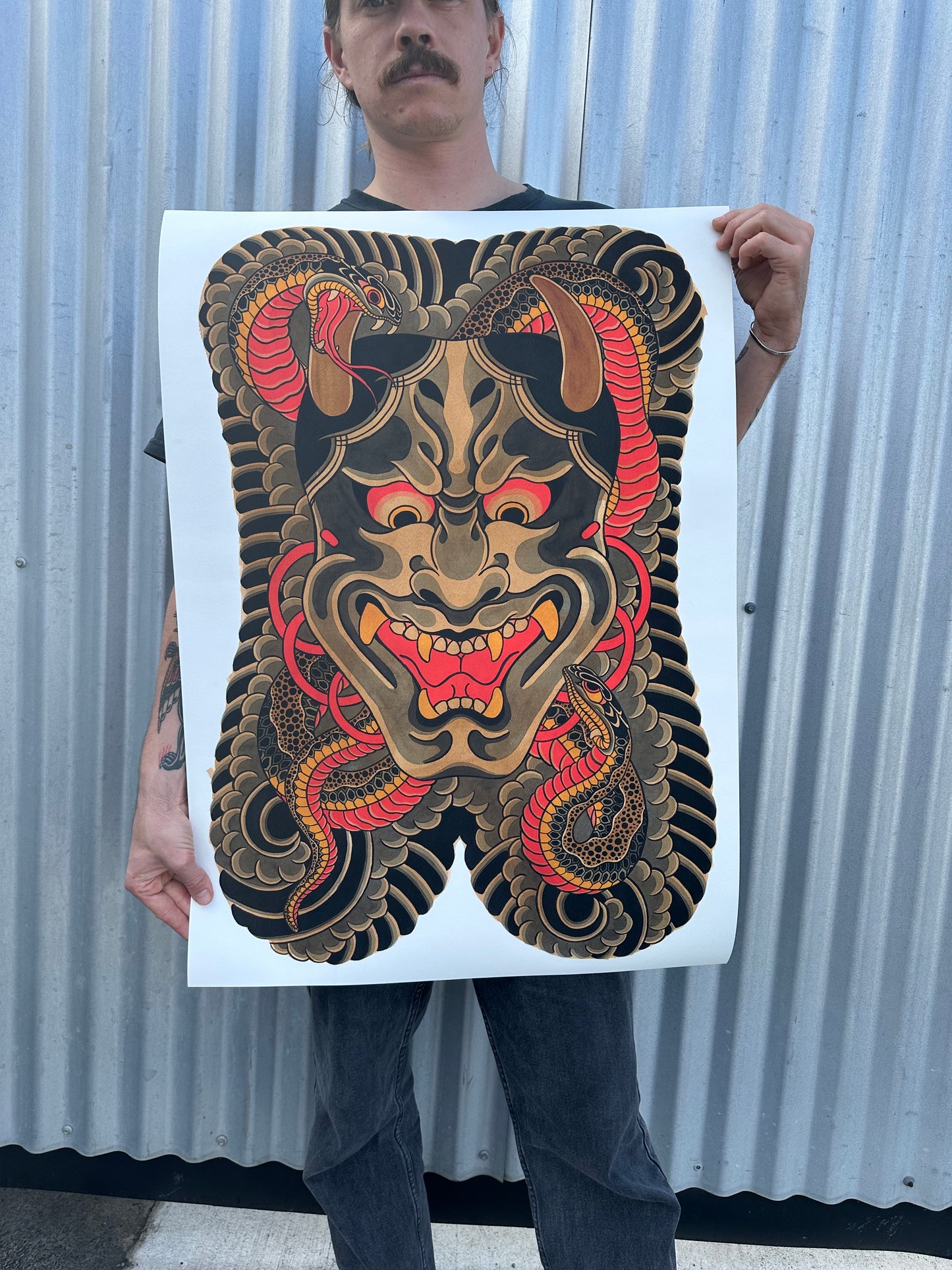 Hannya and snake Japanese backpiece