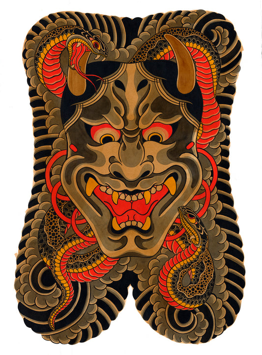 Hannya and snake Japanese backpiece