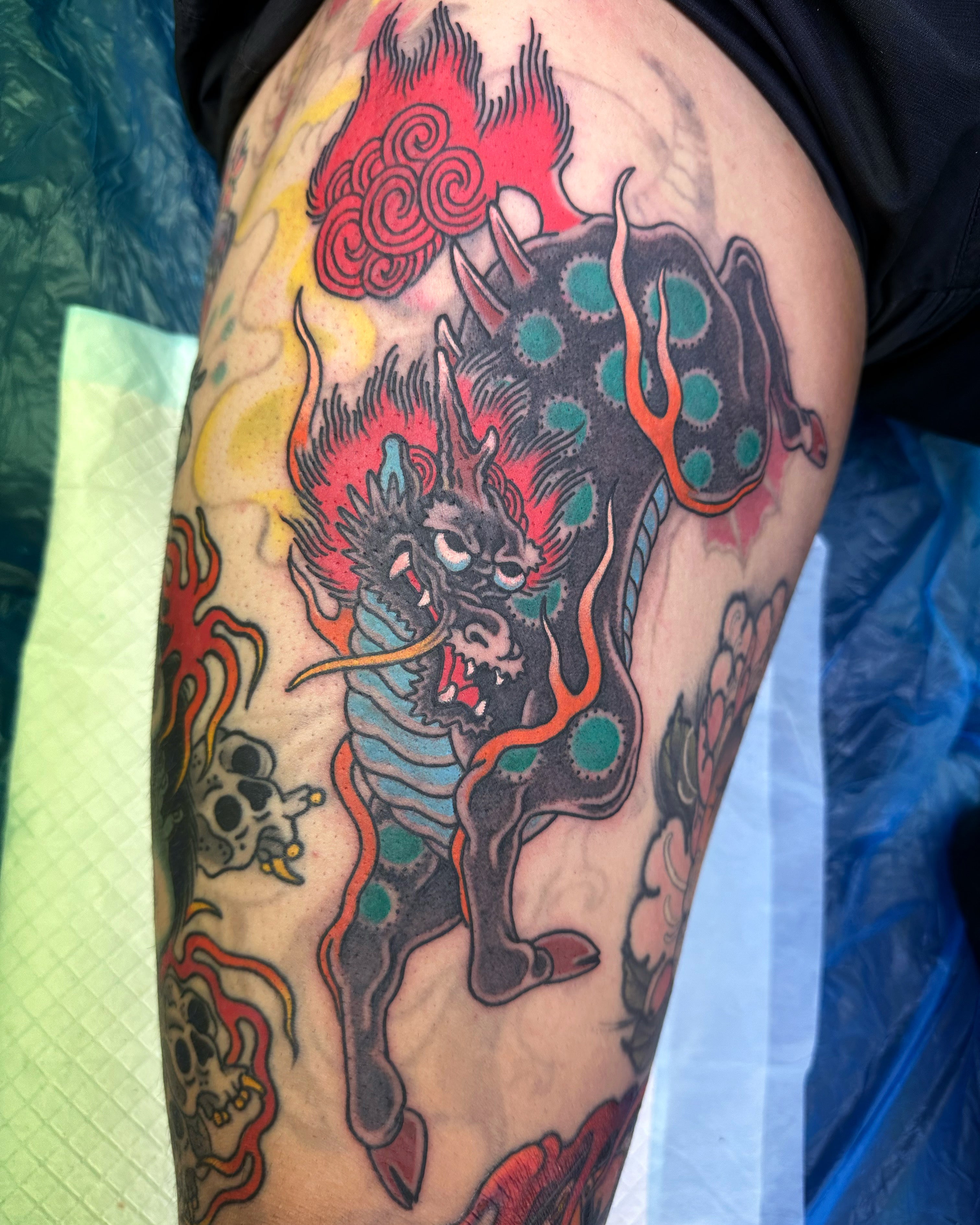 Traditional Japanese kirin tattoo