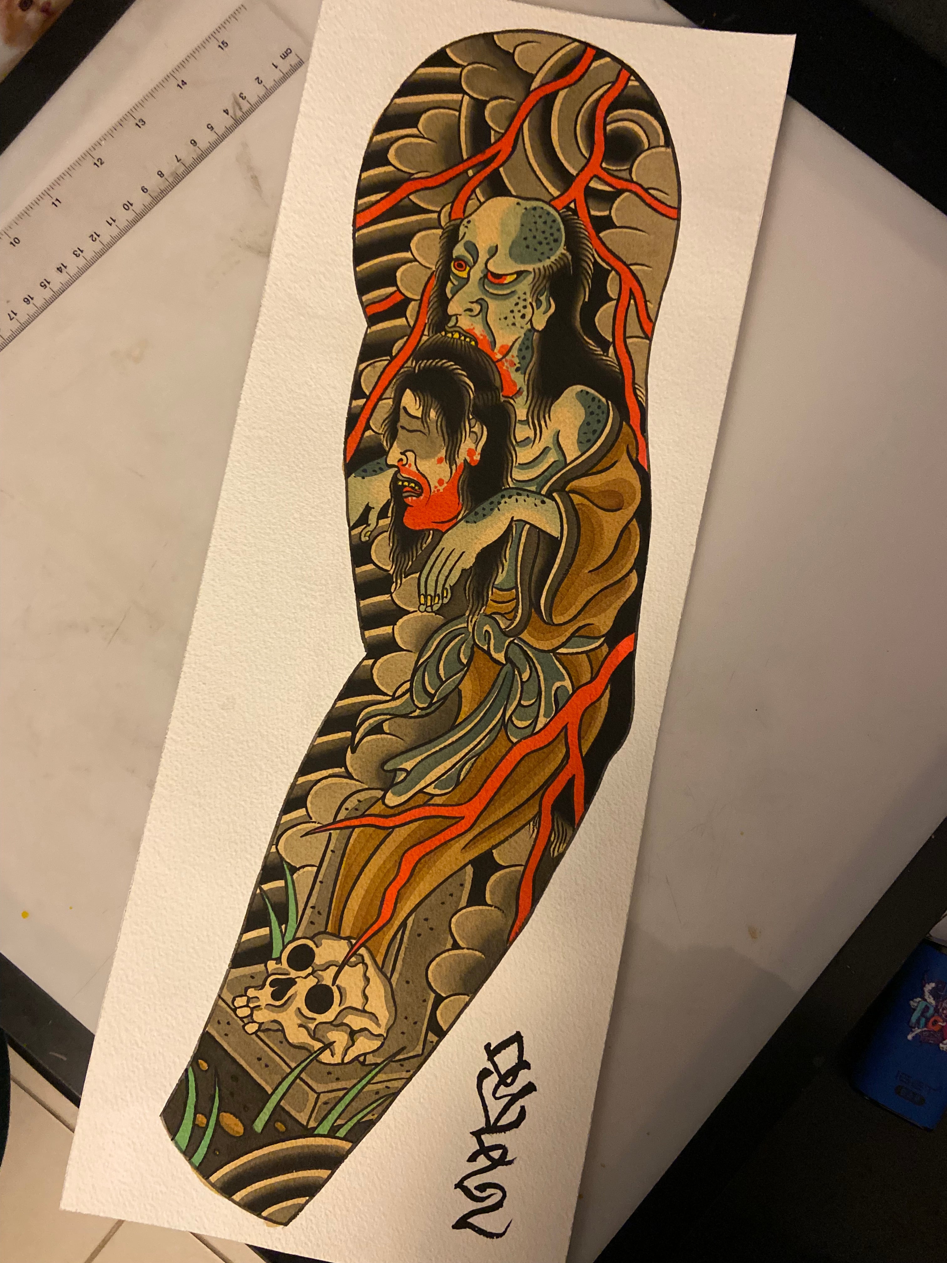 Japanese yurei and namakubi sleeve 