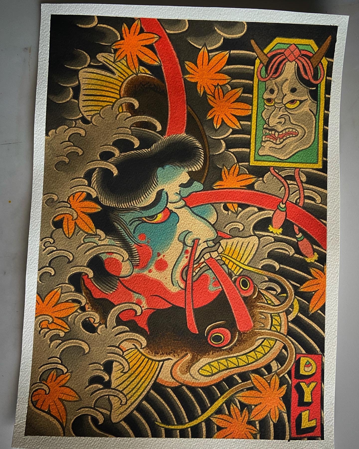 Namakubi and yokai namazu with Hannya mask